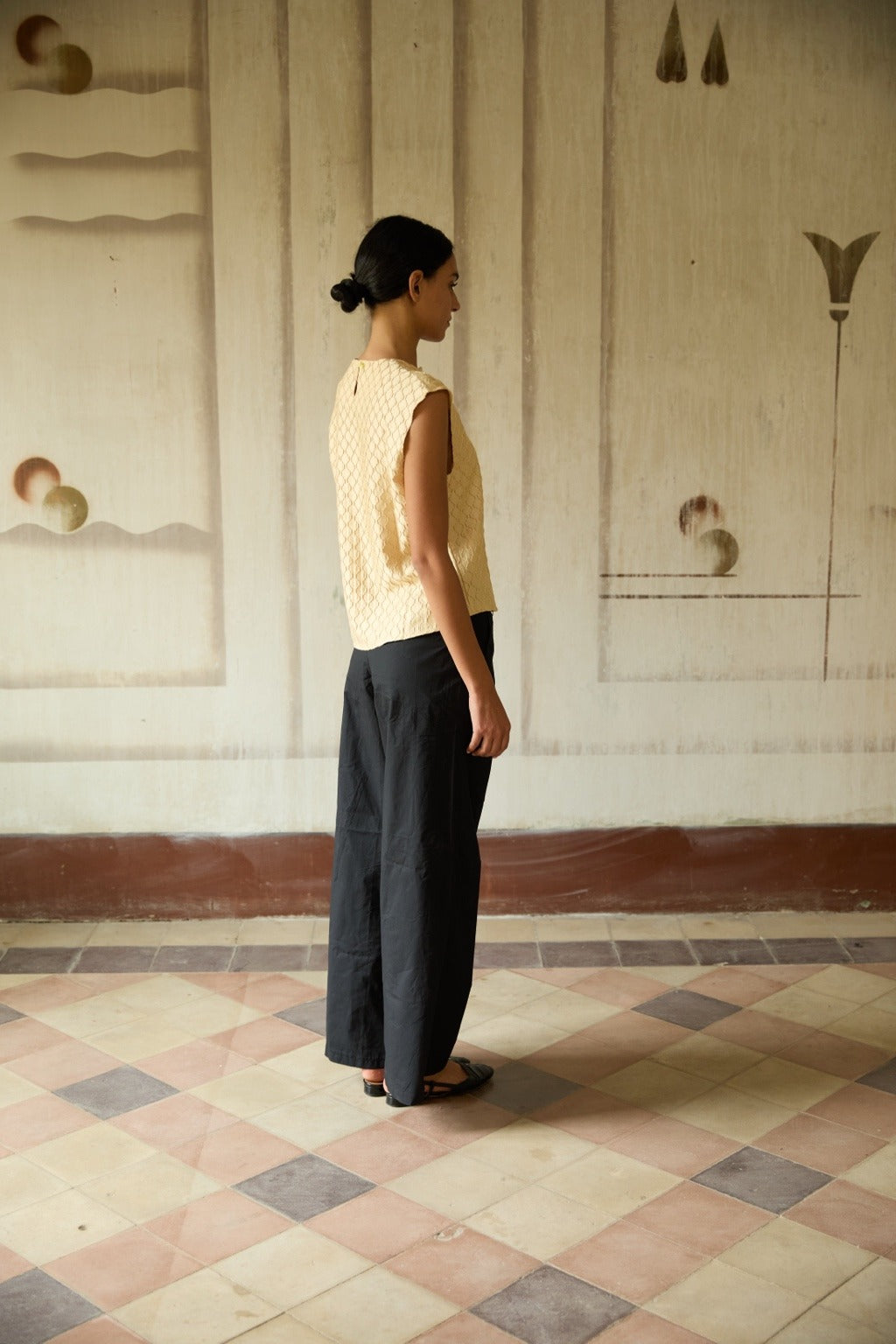 Yellow Pleated Top