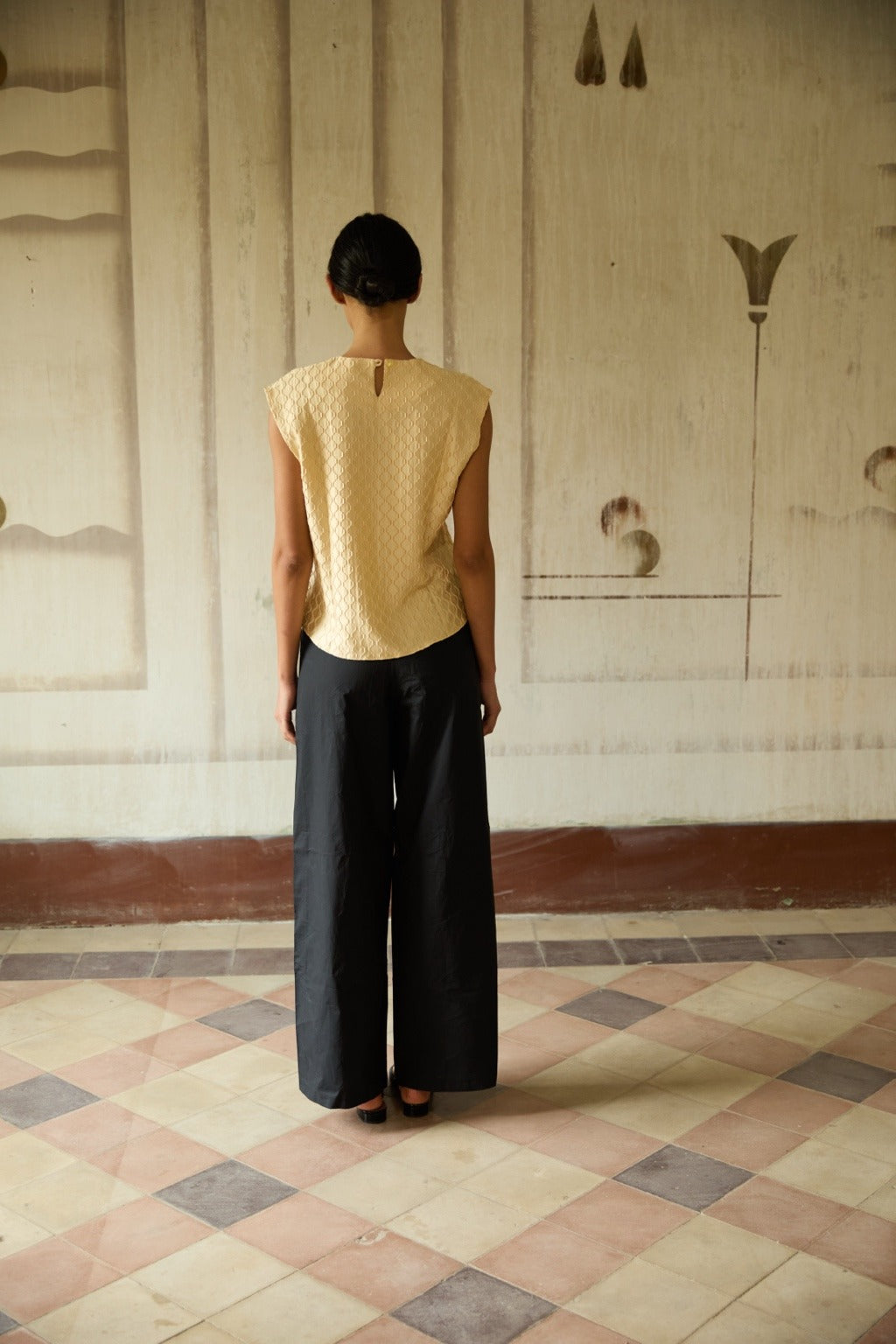 Yellow Pleated Top