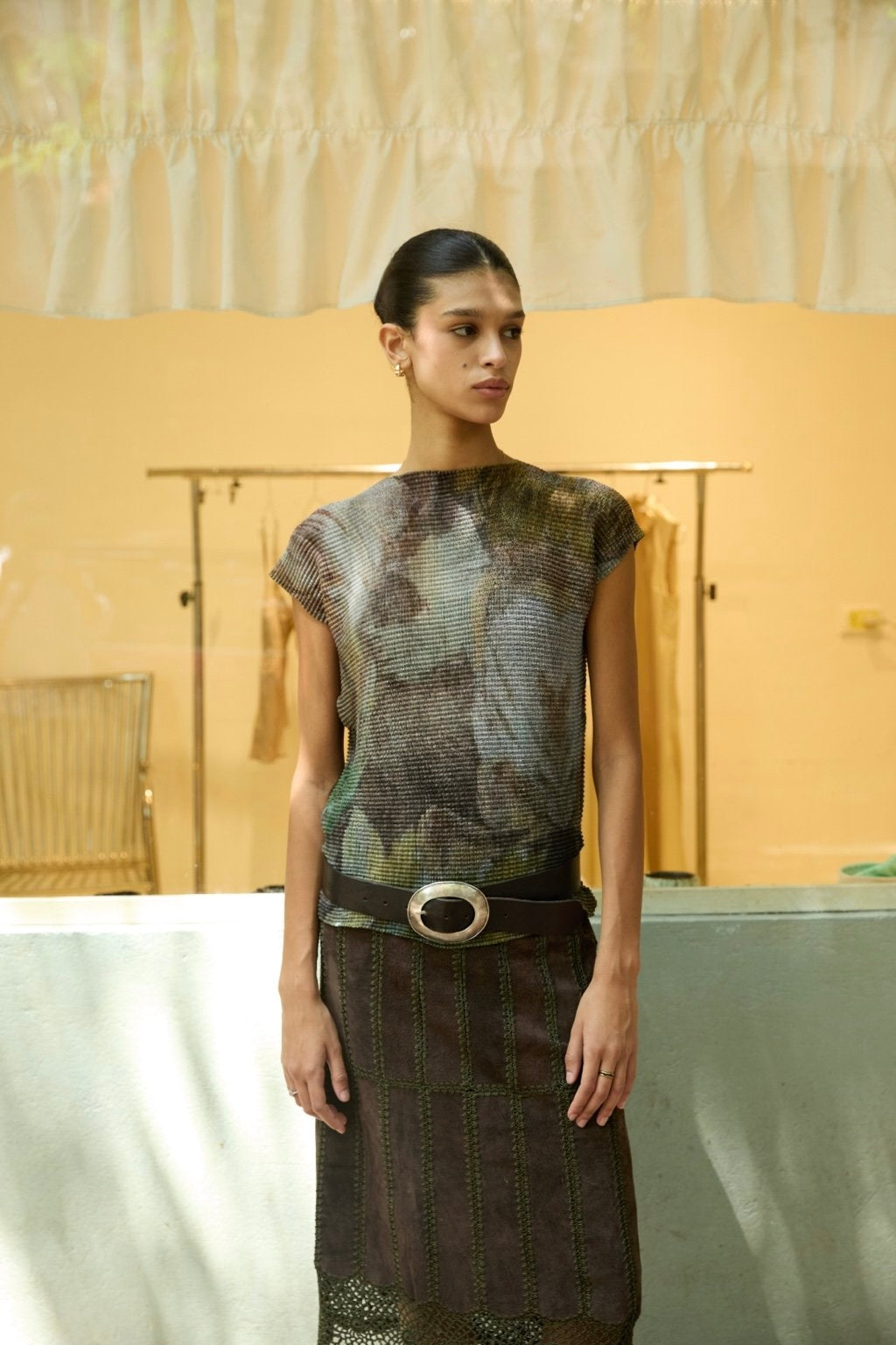 Green Pleated Top