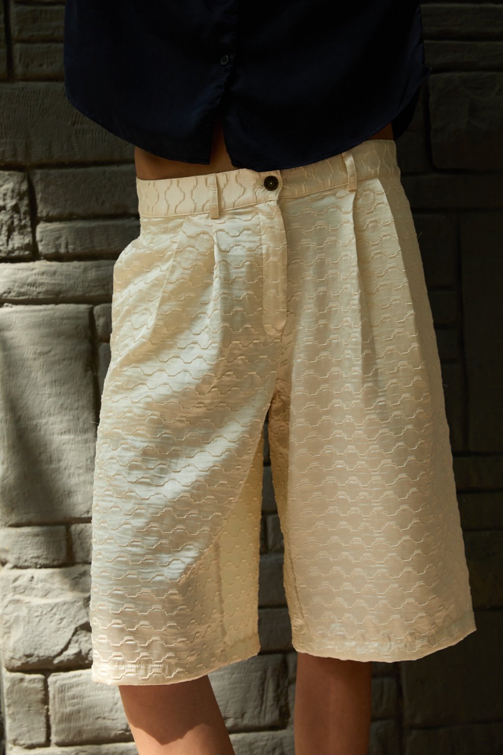 Cream Bermuda Shorts