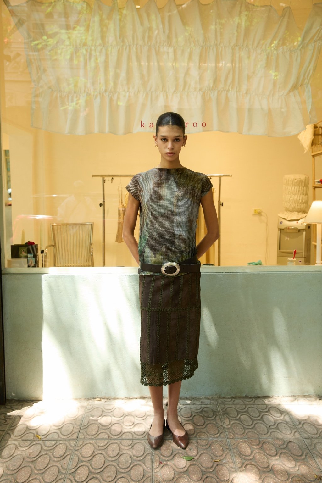 Green Pleated Top