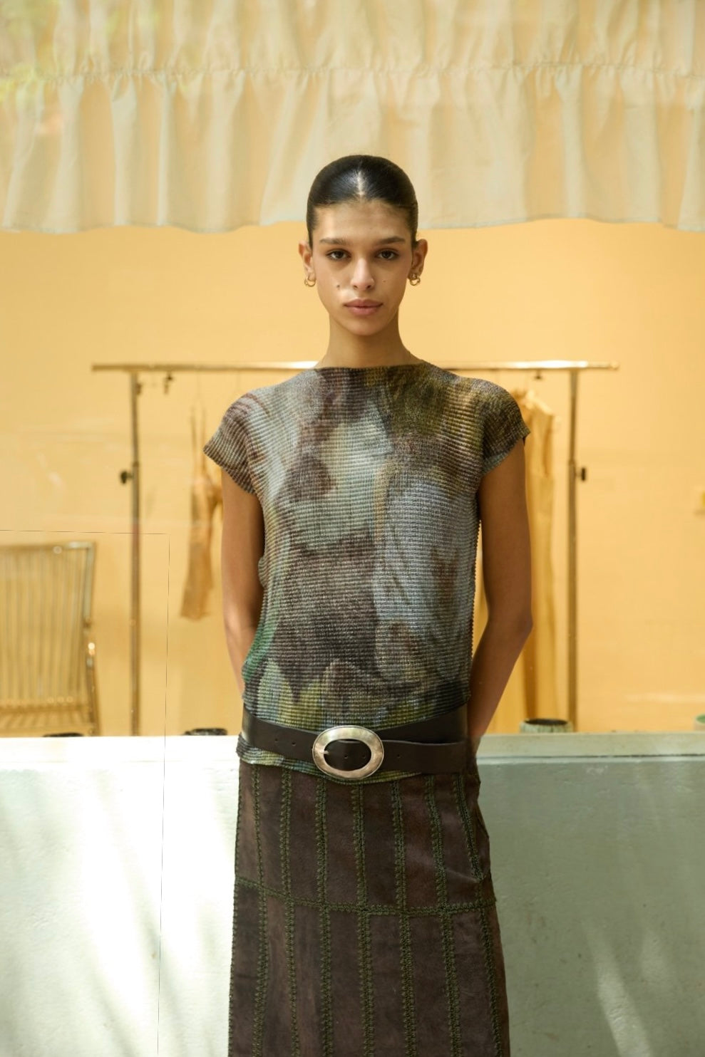 Green Pleated Top