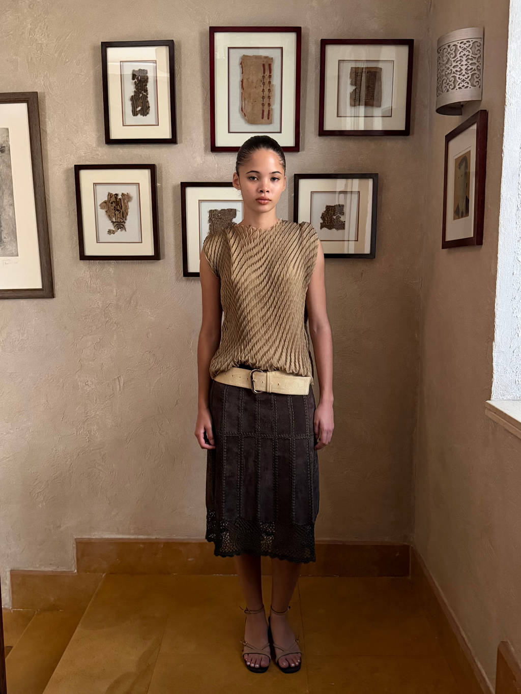 Olive Pleated top