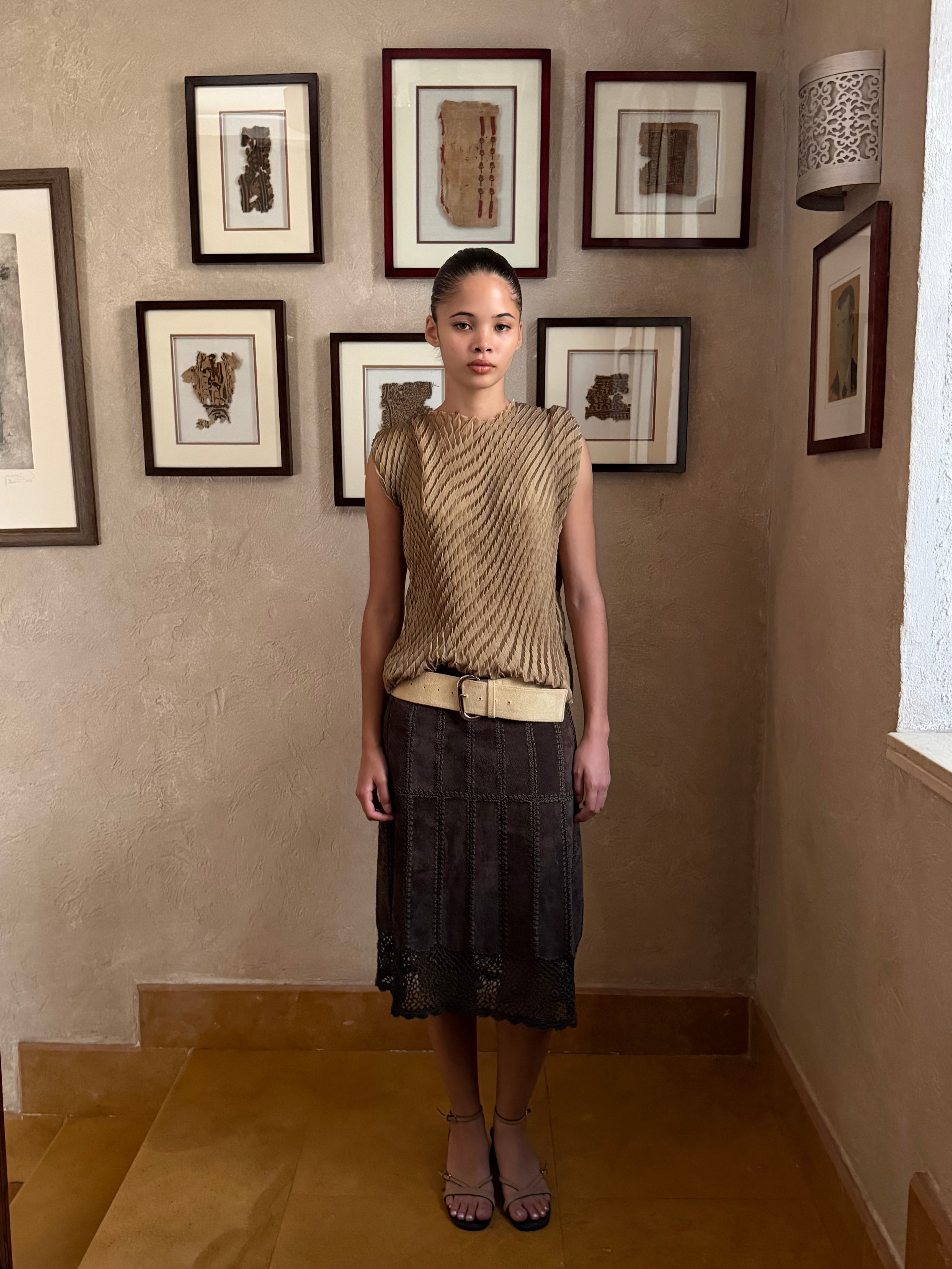 Olive Pleated top