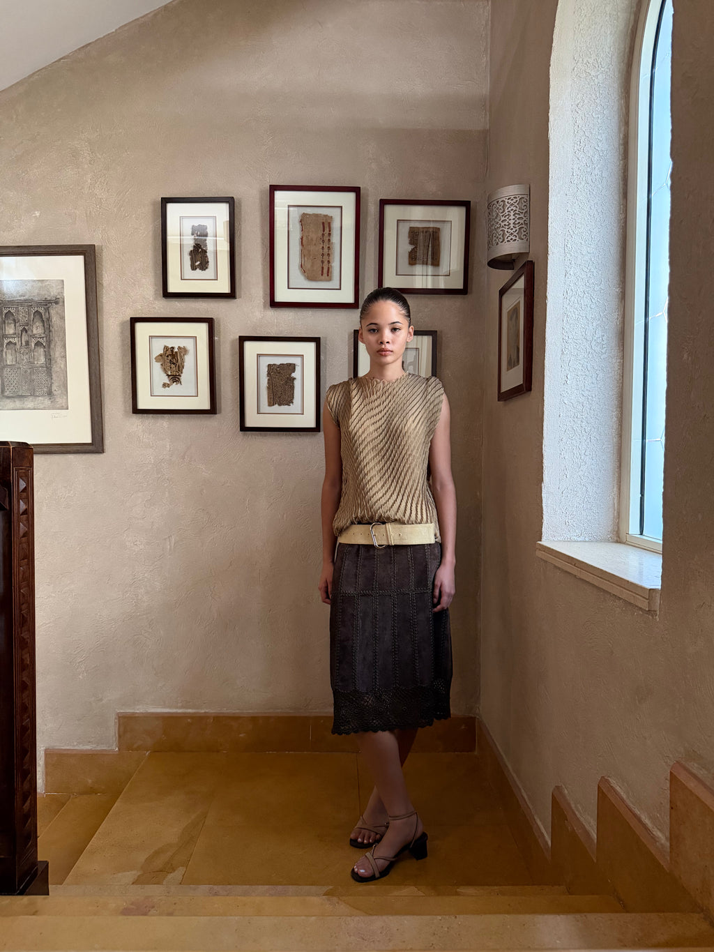 Olive Pleated top