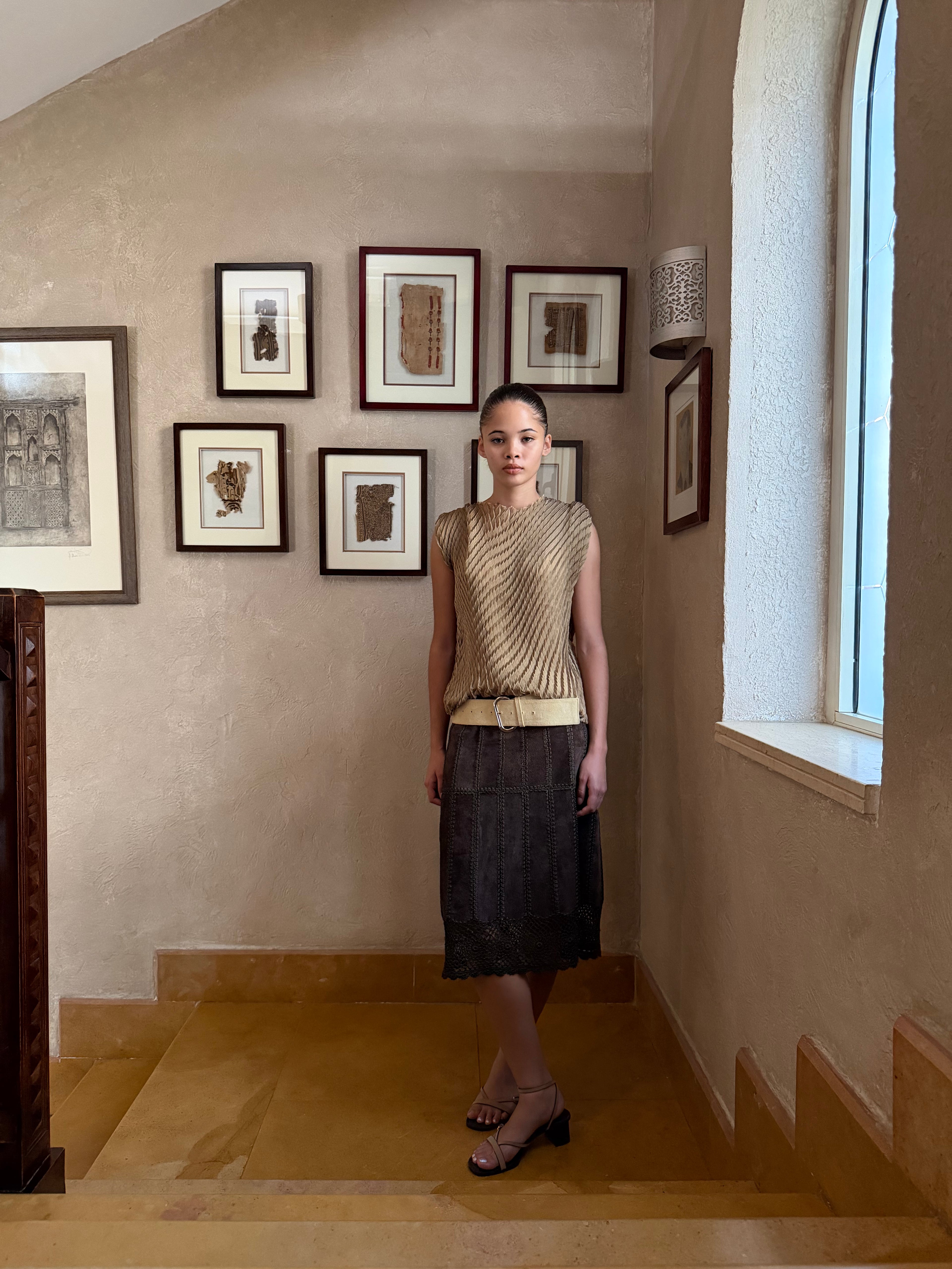 Olive Pleated top