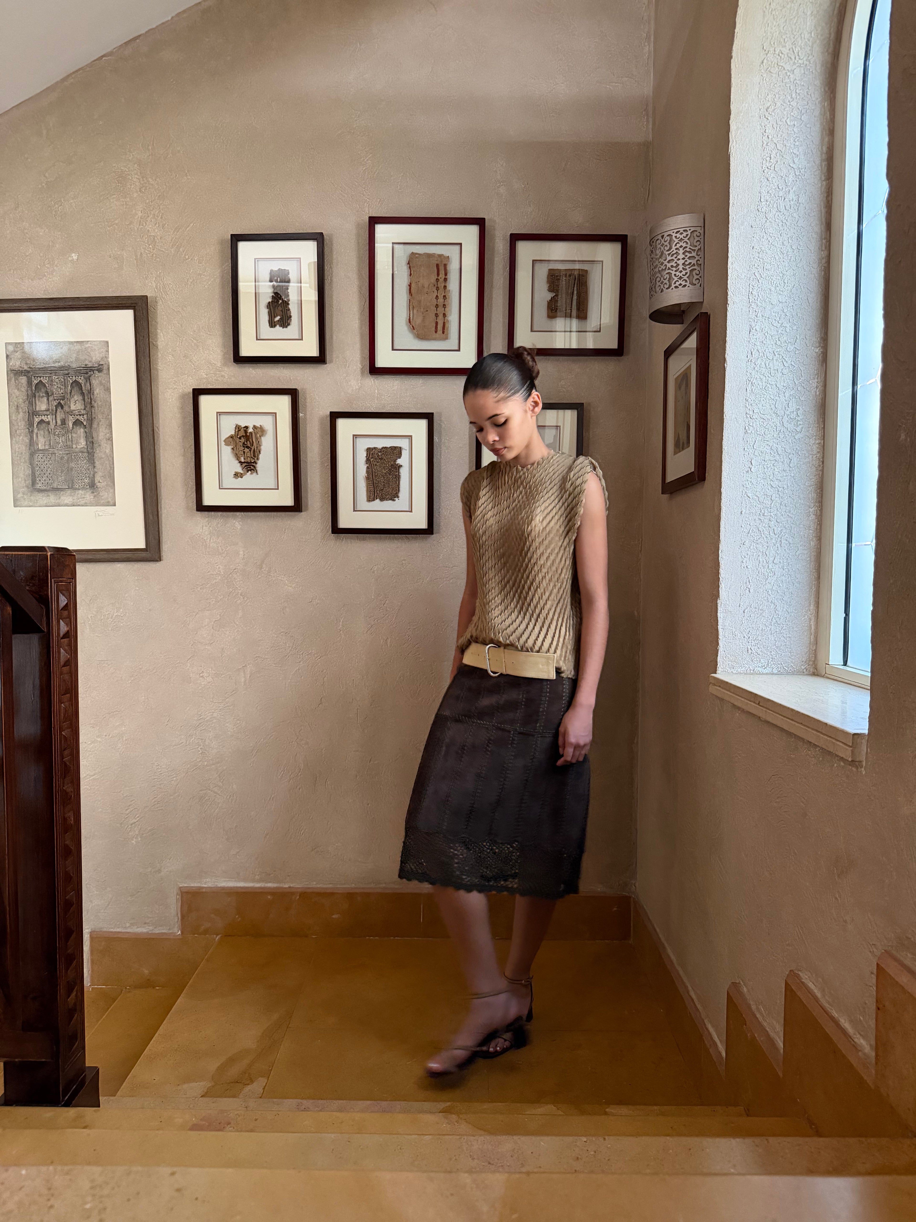 Olive Pleated top