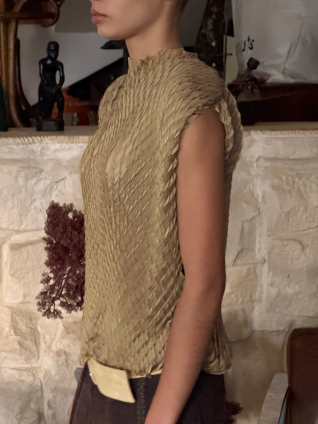 Olive Pleated top