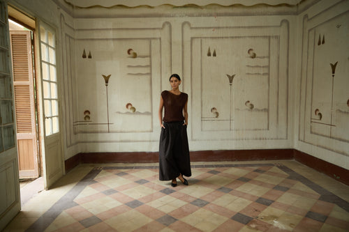Brown Pleated Top