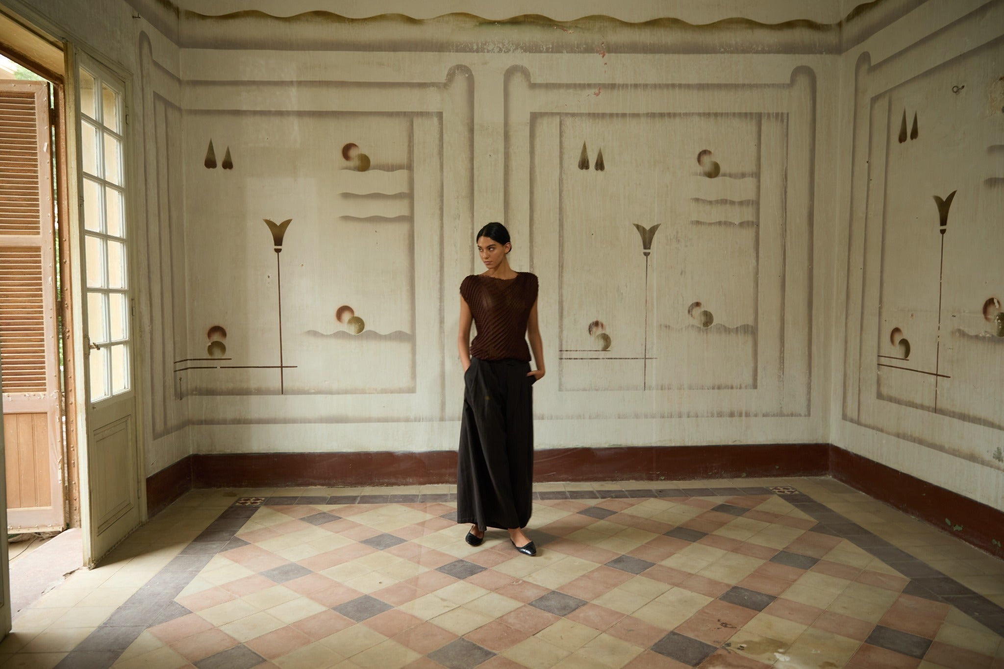 Brown Pleated Top